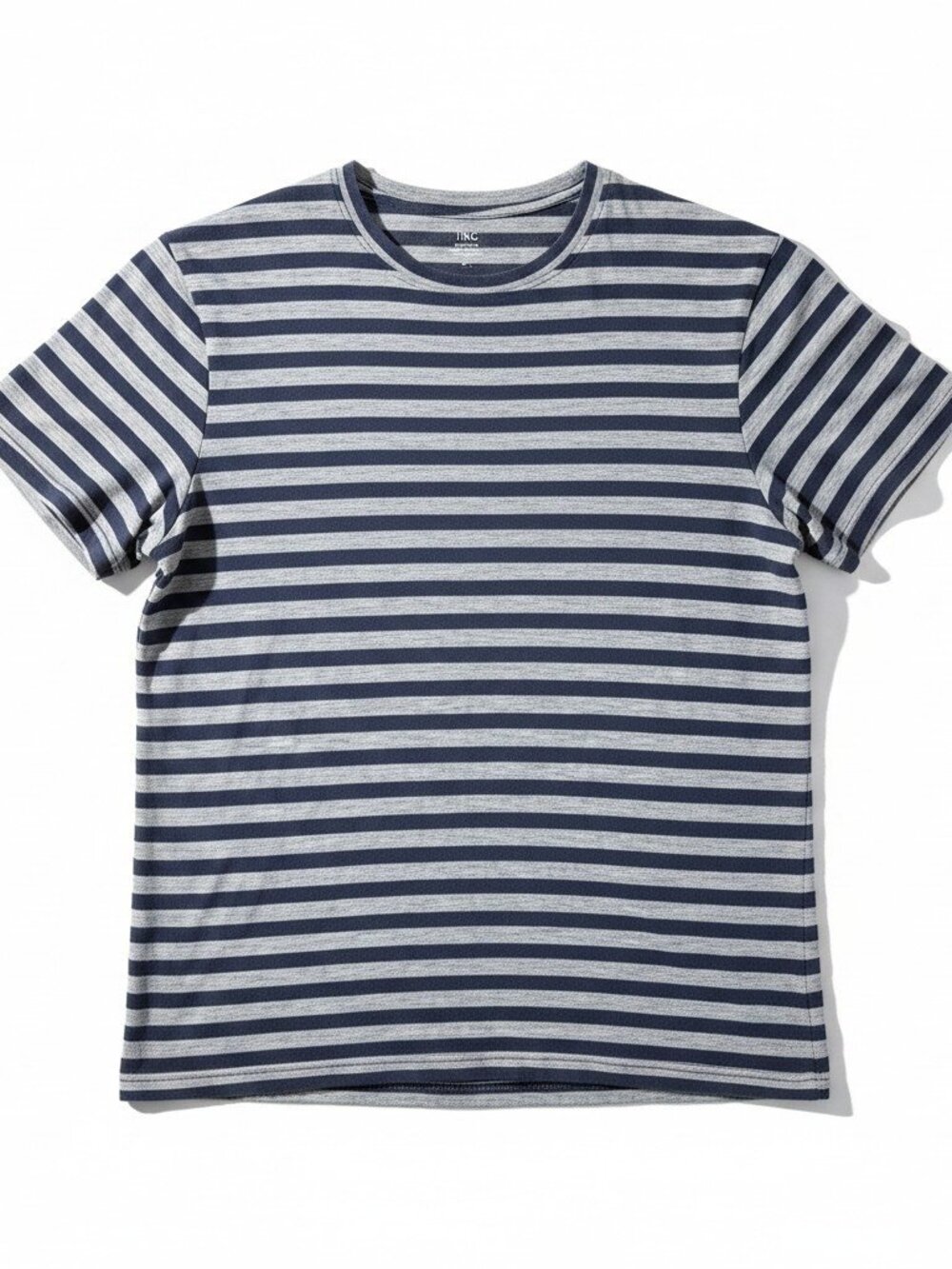 INC Navy & Grey Striped T-Shirt Medium
